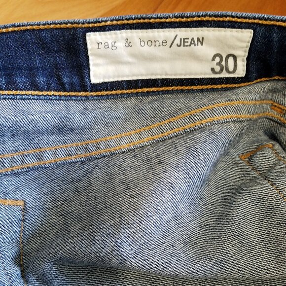 Rag & Bone Dre Low Rise Slim Boyfriend Jeans –Women’s 30 –Dark Blue–Distress Hem - Picture 15 of 16